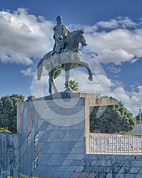 Equestrian statue of King John VI of Portugal by Salvador Barata Feyo in Porto, Portugal.