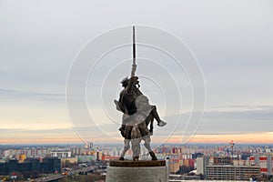 Equestrian statue of King Svatopluk I and Bratislava panorama