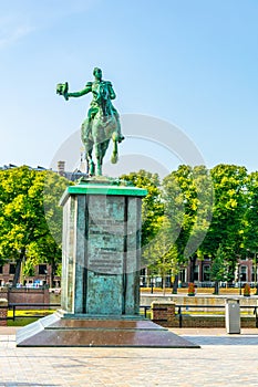 Equestrian statue of king Willem II in front of the Binnenhof in the Hague, Netherlands