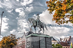 Equestrian statue of King William II at the Buitenhof, The Hague, the Netherlands