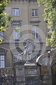 Equestrian Statue of La Fayette in Jardin Boufflers Garden in Old Town of Metz City of France