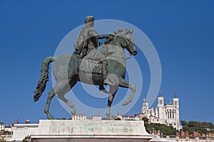 Equestrian statue of louis xiv at place bellecour photo