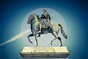 Equestrian statue of Louis XIV, special photographic processing. photo