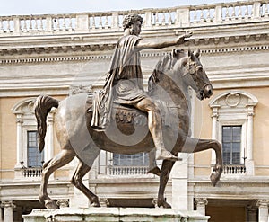 Equestrian statue of Marcus Aurelius on the Capitol Square. Rome