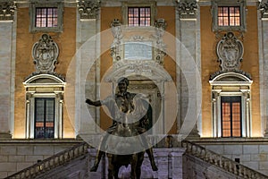Equestrian Statue of Marcus Aurelius, Piazza del Campidoglio, Senatorial Palace From Rome