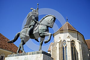 The equestrian statue of Mihai Viteazul in Alba Iulia.