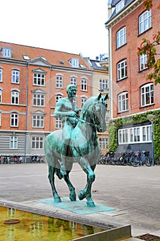 Equestrian statue or monument in bronze, Aalborg, Denmark.