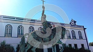 Equestrian statue of Portuguese General Nuno Alvares Pereira at Portel in Algarve