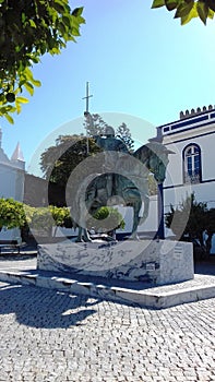 Equestrian statue of Portuguese General Nuno Alvares Pereira at Portel in Algarve