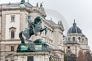 Equestrian statue of Prince Eugene Francis of Savoyâ€“Carignano in front of The Hofburg, was a field marshal in the army of the