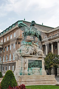 Equestrian statue of Savoyai Eugen in Buda Castle. Budapest, Hungary.