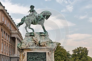 Equestrian statue of Savoyai Eugen in Buda Castle. Budapest, Hungary.