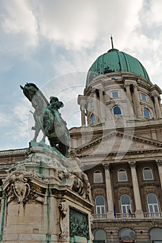 Equestrian statue of Savoyai Eugen in Buda Castle. Budapest, Hungary.