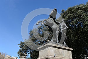 Equestrian statue, sculpture by Luciano Osle, PlaÃ§a de Catalunya.Barcelona