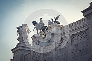 Statue of king Victor Emmanuel II at National Monument in Rome, Italy photo