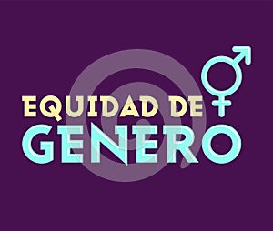 Equidad de Genero, Gender Equality Spanish text, vector emblem design. photo