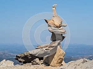 Equilibre, cairns at the top of the Mont Gerbier de Jonc, Ardeche