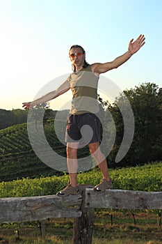Equilibrist over vineyards