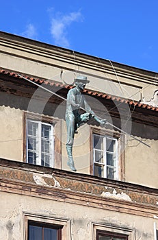 Equilibrist statue in the old town of Lublin