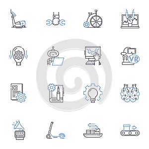 Equilibrium line icons collection. Balance, Stability, Harmony, Equalization, Steadiness, Symmetry, Composure vector and