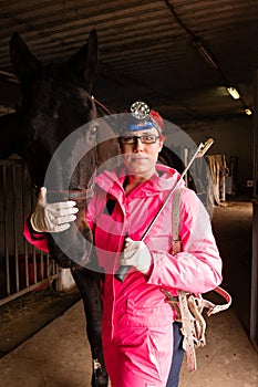 Equine dentist ready for a dental checkup