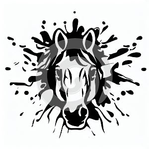 Equine Elegance: Vector Art Horse Face Peering from White,Generative AI