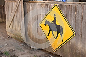 Equine sign posted in a stable or barn