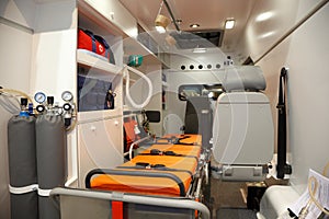 Equipment for ambulances. View from inside.