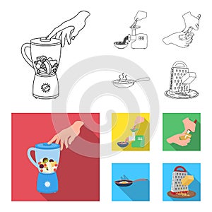Equipment, appliances, appliance and other web icon in outline,flat style., cook, tutsi. Kitchen, icons in set photo
