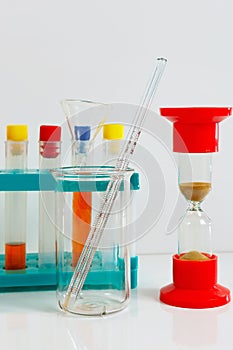 Equipment for biochemical experiments on white background