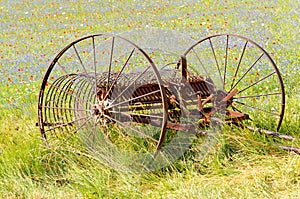 Equipment. Castelluccio. mower, agriculture. Umbria, Italy