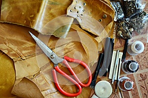 Equipment of Handmade leather local thai style