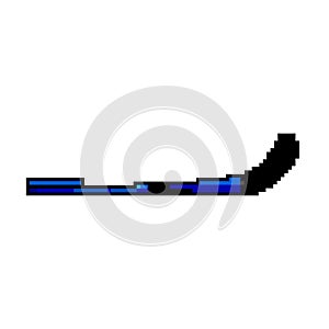 equipment hockey stick game pixel art vector illustration