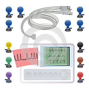 Equipment for making electrocardiogram, wires clips and fasteners, electrocardiography