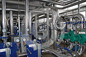 The equipment in a modern boiler-house