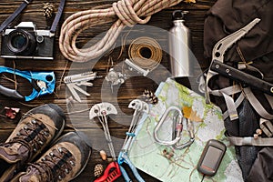 Equipment necessary for mountaineering and hiking