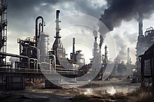 A equipment of oil refining,Oil and gas refinery area,Pipelines plant