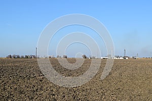 Equipment for oil separation. The station is in the field.