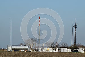 Equipment for oil separation. The station is in the field.