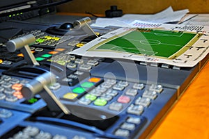 Equipment in outside broadcasting van.