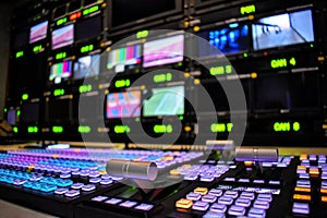 Equipment in outside broadcasting van.