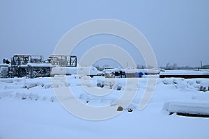 Equipment for pipeline is stored in open warehouse