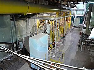 Equipment, piping and electrical machines inside of modern industrial power plant