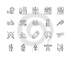 Equipment rental services line icons, signs, vector set, outline illustration concept