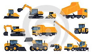 Equipment for road repair. Construction, repair and maintenance of highways. Work with heavy equipment. Vector