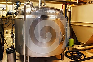 Equipment on a small brewery for beer production