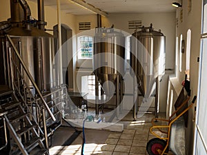 Equipment and tanksfor the production  of beer in a brewery