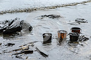 Equipment used to clean oil spill accident
