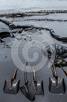 Equipment used to clean oil spill accident