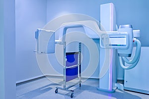 Equipment X-ray equipment in modern hospital. Modern x-ray machine and Computerized Axial Tomography scanning in hospital. X-ray r